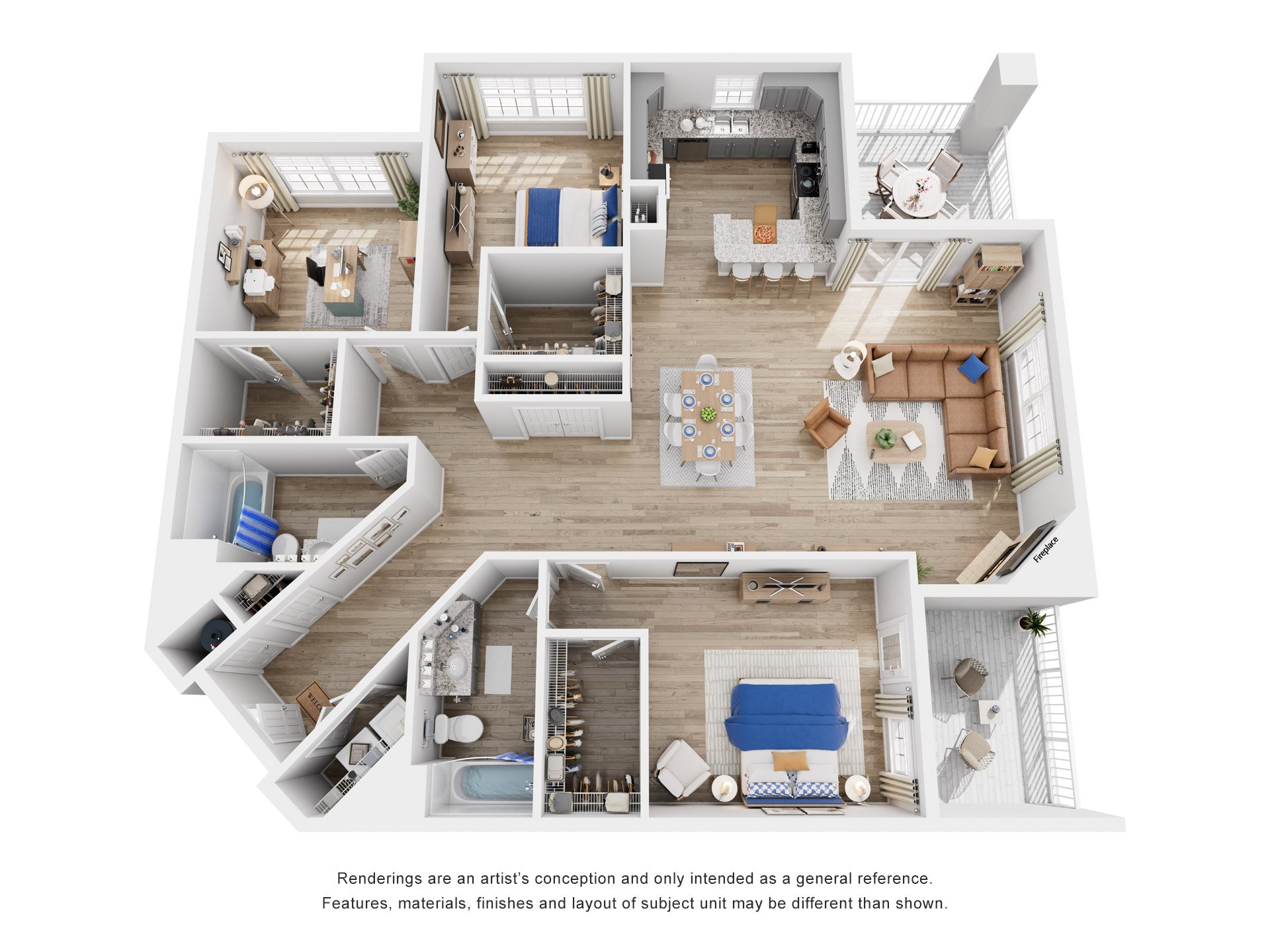Floor plan for 3 beds, 2 baths, 1756 sqft
